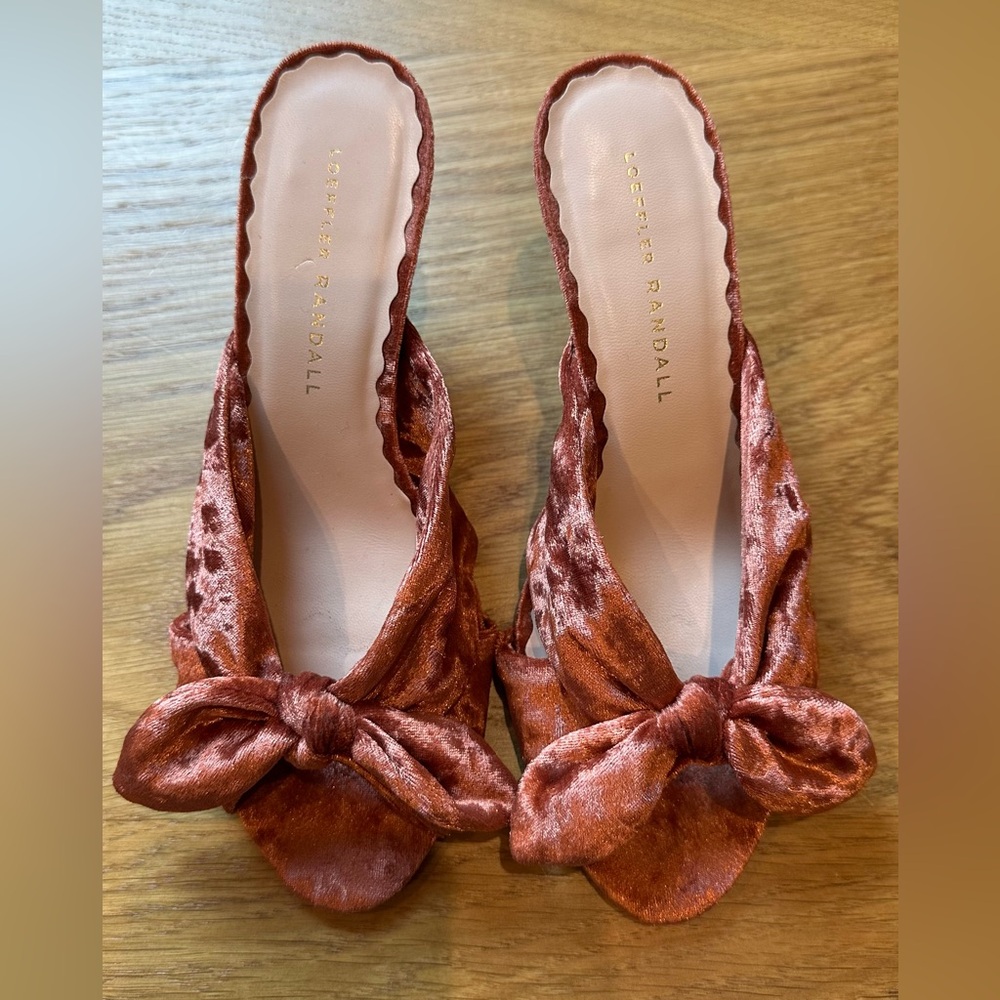 Loeffler Randall Luisa Knotted Kitten Heel Sandals in Brisque Velvet - Picture 2 of 6